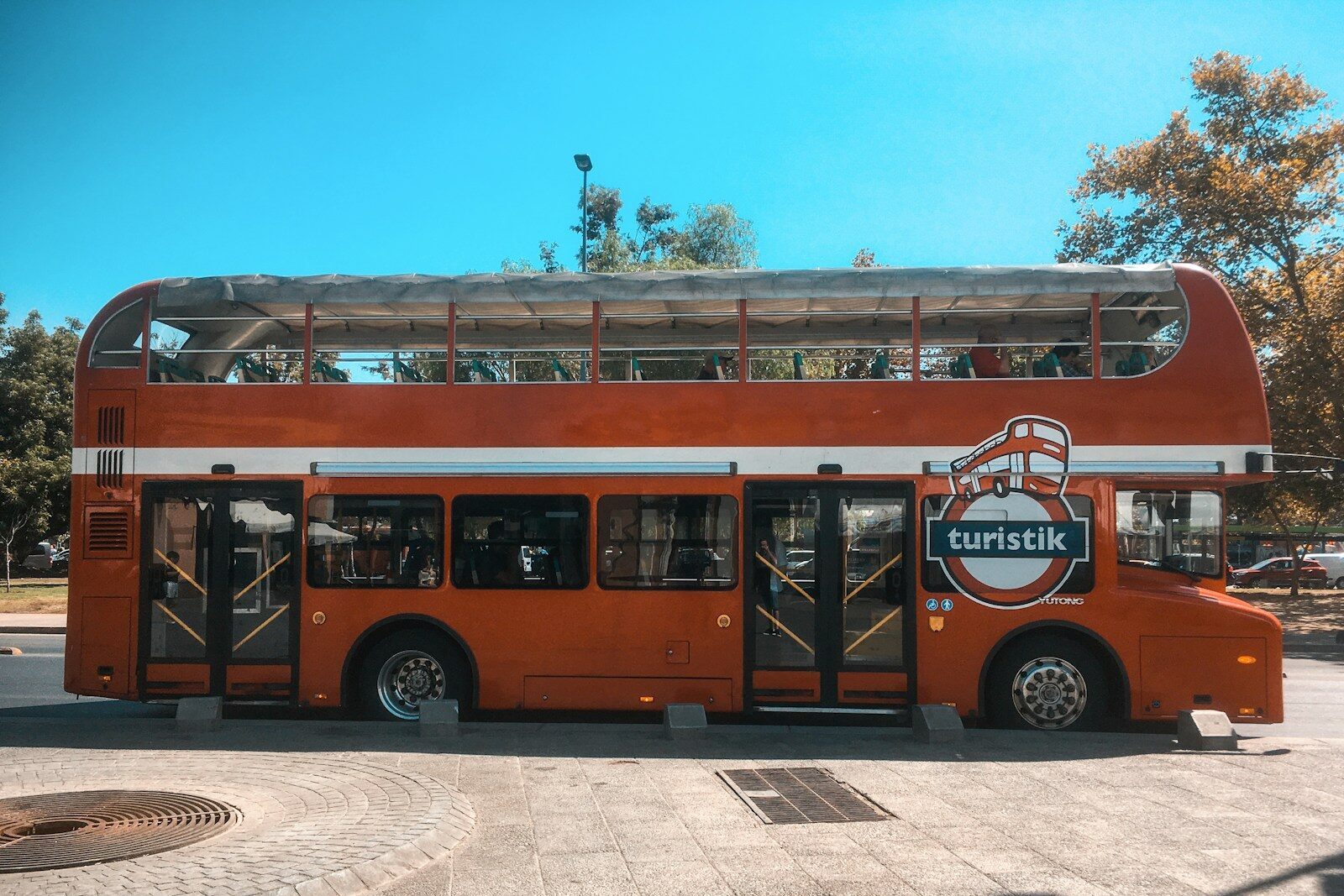 a bus parked on the side of the road